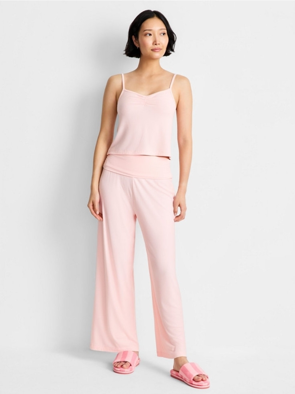 State Of Day Women's Ribbed Tank & Foldover Pants Pajama Set,
